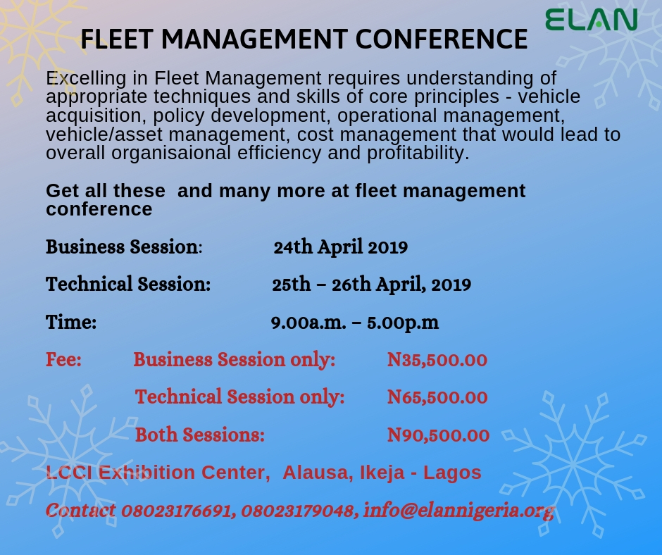 FLEET MANAGEMENT CONFERENCE (24th 26th April, 2019) ELAN